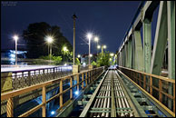 Behelfsbrücke an der Lange Brücke bei Nacht