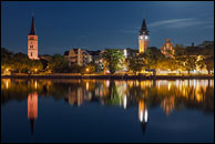 Panorama der Köpenicker Altstadt bei Nacht