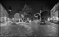 Rosenstraße mit Rathaus Köpenick und Kirchstraße mit St. Laurentiuskirche