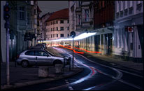 Lichtspuren - Kietzer Straße ohne Straßenbeleuchtung